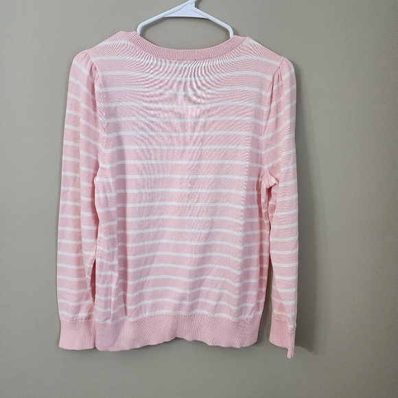 Talbots size Lp sweater pink/white sweater butterfly Lightweight pullover - Picture 2 of 6